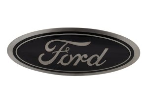 Ford F-150 Emblem Kit - Front/Rear - Ford Racing - Smoked Chrome Oval w/o Camera Provision - Black - `18-`23